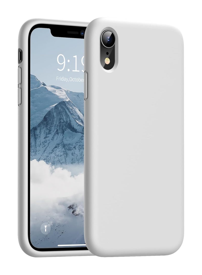 Compatible with iPhone XR Case 6.1 Inch Slim Liquid Silicone 4 Layers Soft Gel Rubber Shockproof Protective Phone Case with Anti Scratch Microfiber Lining (White) - Image 1