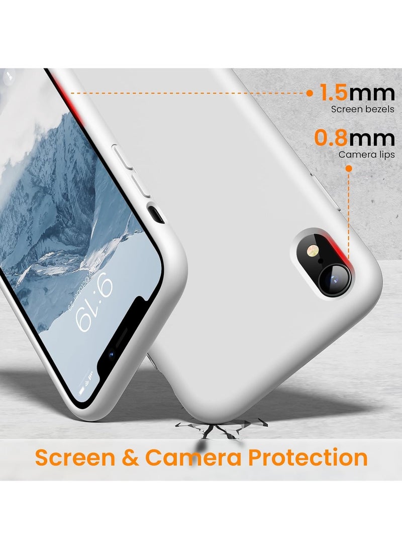 Compatible with iPhone XR Case 6.1 Inch Slim Liquid Silicone 4 Layers Soft Gel Rubber Shockproof Protective Phone Case with Anti Scratch Microfiber Lining (White) - Image 4