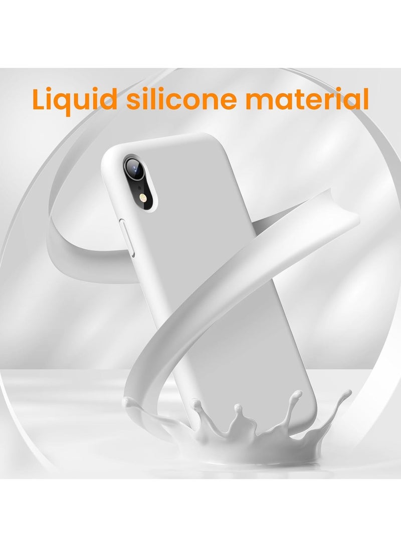 Compatible with iPhone XR Case 6.1 Inch Slim Liquid Silicone 4 Layers Soft Gel Rubber Shockproof Protective Phone Case with Anti Scratch Microfiber Lining (White) - Image 5