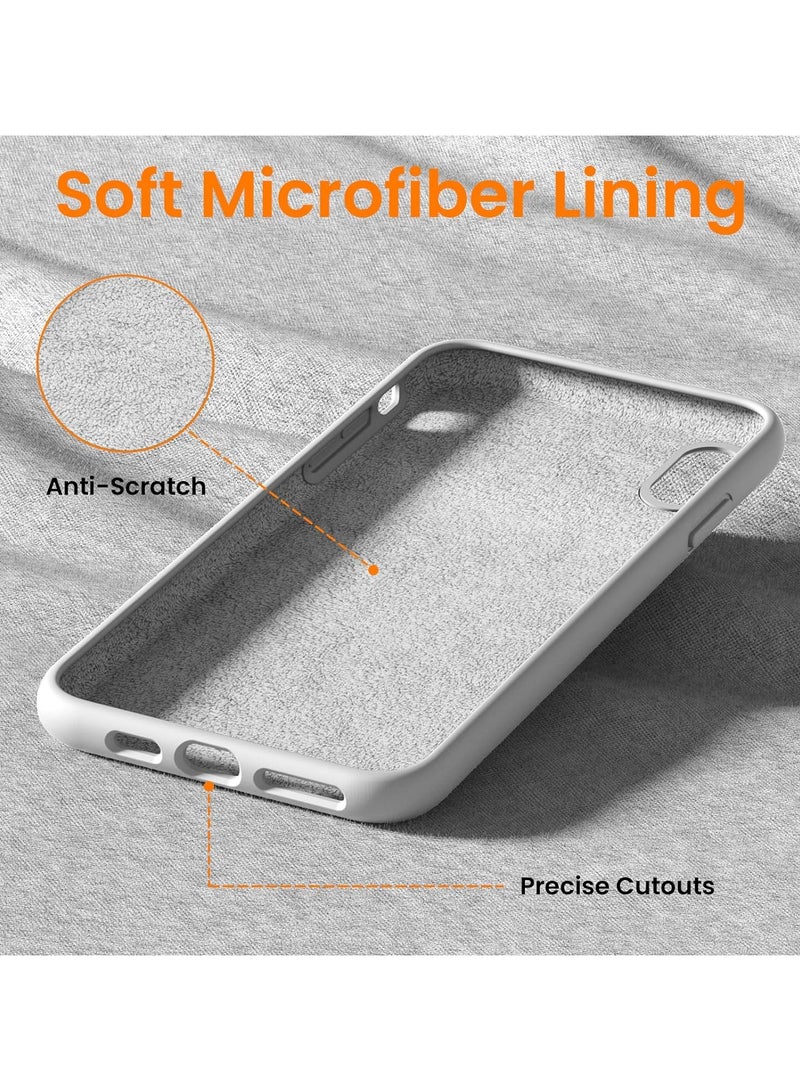 Compatible with iPhone XR Case 6.1 Inch Slim Liquid Silicone 4 Layers Soft Gel Rubber Shockproof Protective Phone Case with Anti Scratch Microfiber Lining (White) - Image 3
