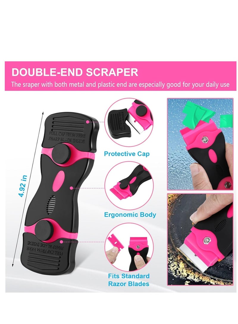 SYOSI 3 Pack Razor Blade Scraper, Premium Razor Scraper Tool with Extra 15 Plastic Razor Blades & 15 Metal Blades, Multi-Purpose Cleaning Razor Scraper for Decals, Labels, Caulk, Adhesive, Paint Removal - Image 3