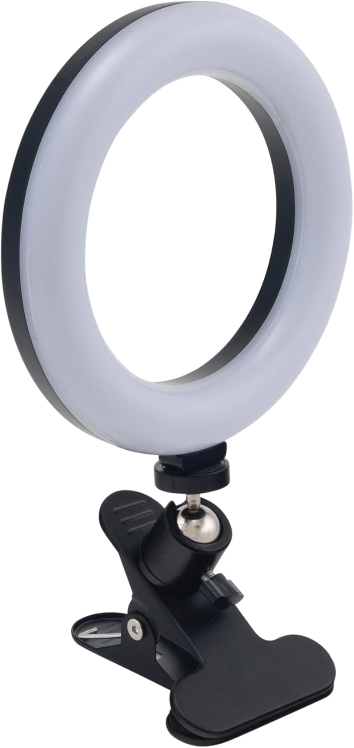 Realspace 6 LED Ring Light With ClipOn Monitor Mount Or Tripod Stand Adjustable 958H Black - Image 1
