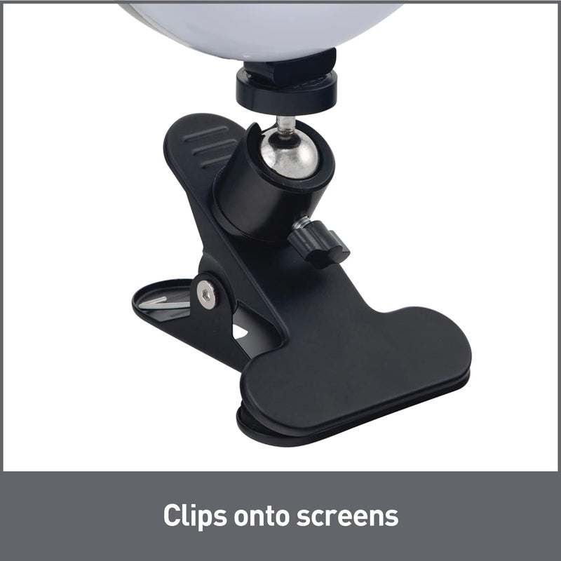 Realspace 6 LED Ring Light With ClipOn Monitor Mount Or Tripod Stand Adjustable 958H Black - Image 4