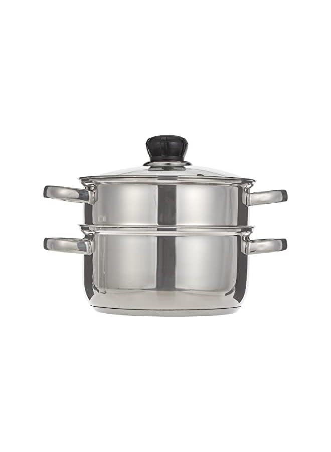 Wilson طقم قدر بخاري ستانلس ستيل مكون من طبقتين مقاس 20 سم JY-174/20 فضي - Image 2