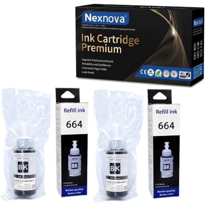 INK 664 BLACK 70ML 2-PACK INK FOR EPSON FOR ECOTANK T6641 FOR EPSON L210 L220 L300 L355 L365 L555 L1300 - Image 2