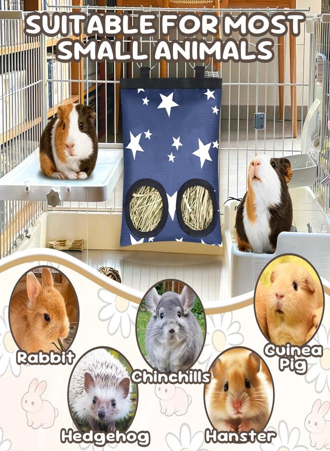 Eilyliafe 2 Pack Rabbits Hay Feeder Bag, 2 Holes Hanging Bunny Hay Feeder Guinea Pig Feeding Bag Storage Dispenser for Bunny Rabbits Chinchillas Hamsters Small Pets and Animals - Image 4