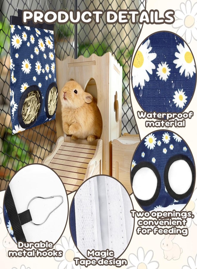 Eilyliafe 2 Pack Rabbits Hay Feeder Bag, 2 Holes Hanging Bunny Hay Feeder Guinea Pig Feeding Bag Storage Dispenser for Bunny Rabbits Chinchillas Hamsters Small Pets and Animals - Image 3
