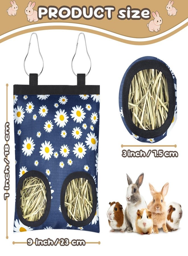Eilyliafe 2 Pack Rabbits Hay Feeder Bag, 2 Holes Hanging Bunny Hay Feeder Guinea Pig Feeding Bag Storage Dispenser for Bunny Rabbits Chinchillas Hamsters Small Pets and Animals - Image 2