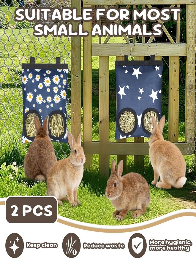Eilyliafe 2 Pack Rabbits Hay Feeder Bag, 2 Holes Hanging Bunny Hay Feeder Guinea Pig Feeding Bag Storage Dispenser for Bunny Rabbits Chinchillas Hamsters Small Pets and Animals - Image 5