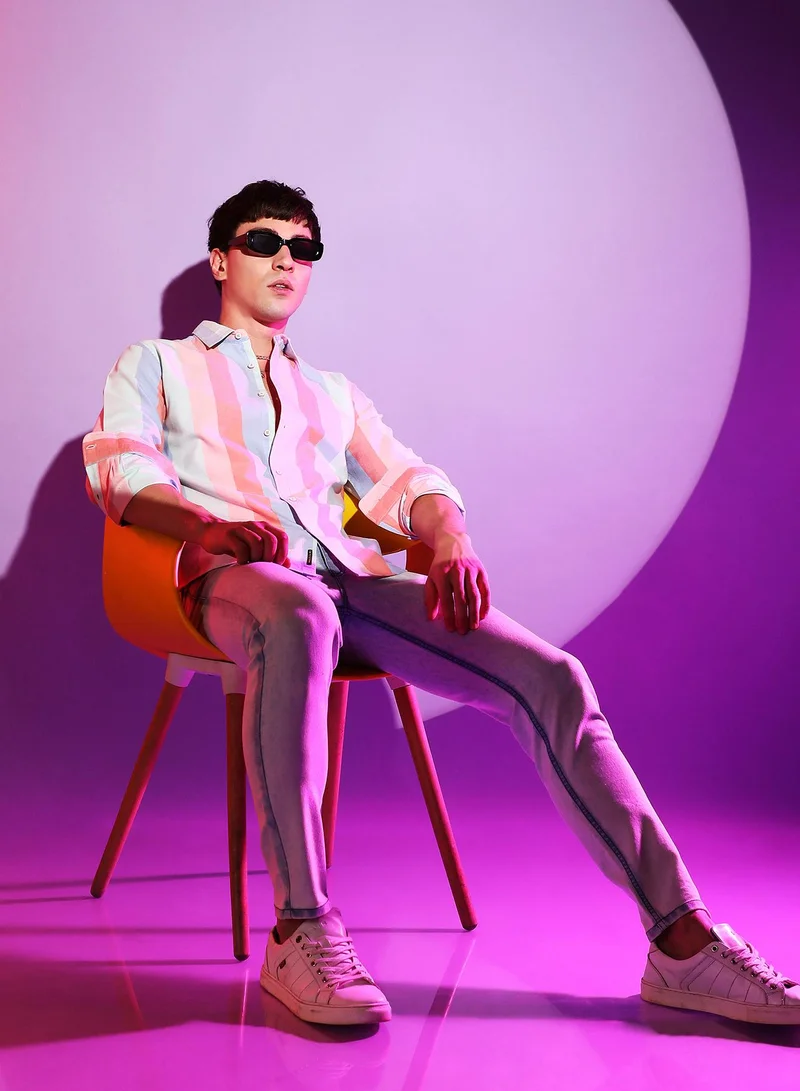 كامبوس سوترا قميص مخطط روماني متعدد الألوان للرجال