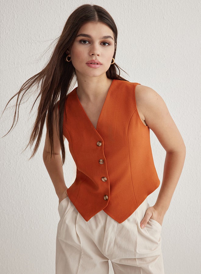 trendyol Tile Premium Regular Mold Crop Woven Vest - Image 2