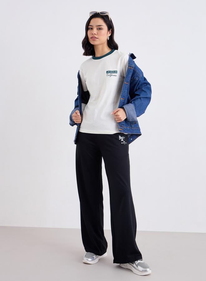 Styli Contrast Trim Round Neck 100% Cotton T-Shirt - Image 1