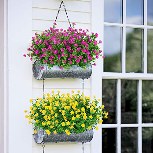 ArtBloom 24 Bundles Outdoor Artificial Flowers UV Resistant Fake Boxwood Plants, Faux Greenery for Indoor Outside Hanging Plants Garden Porch Window Box Home Wedding Farmhouse Décor (Magenta) - Image 5
