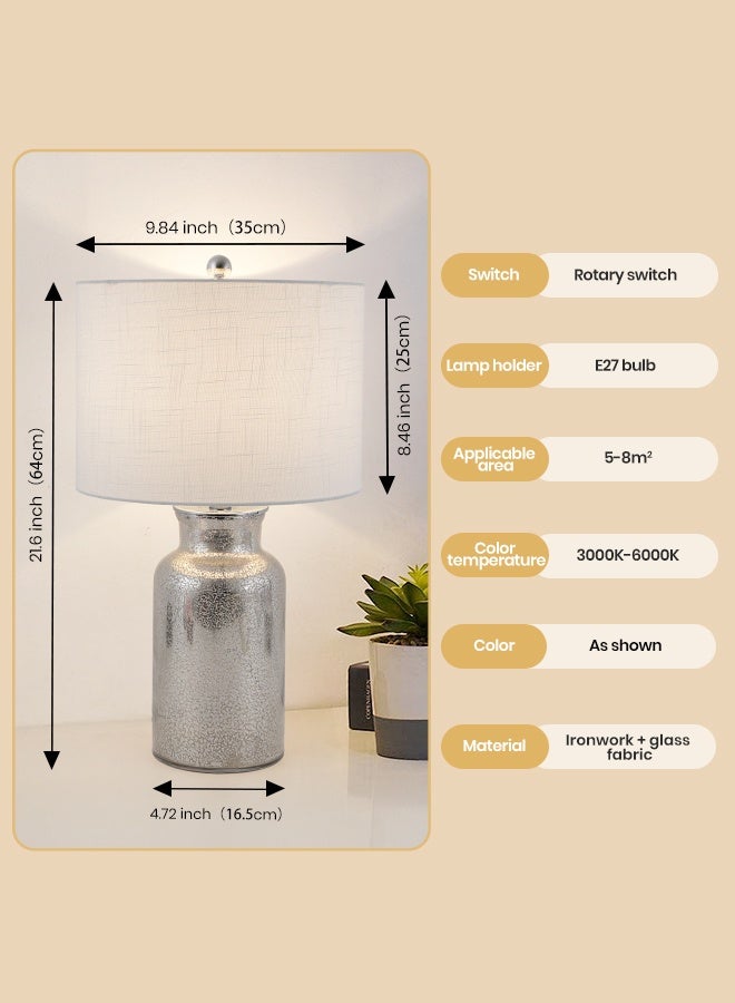 YATAI LIGHTING مصباح طاولة LED مع ظل قماشي، لمبة E27 مشمولة، 3 درجات حرارة لونية مع مفتاح دوار للمس، مناسب لجانب السرير، غرفة المعيشة، مكتب الدراسة، المكتب المنزلي - Image 3