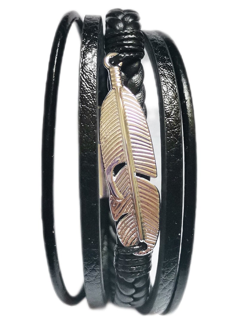 CARYINO Men's Watch with Set of High-end Leather Bracelets  - Image 2