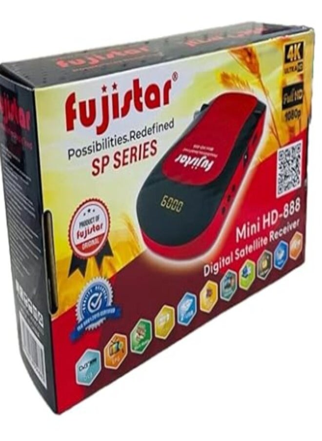 fujistar - Fujistar Digital Satellite Receiver UHD 4K Receiver Dual Display Mini HD-888 Dual Sensor Red/Black (Satellite Receiver 4K) - Image 1