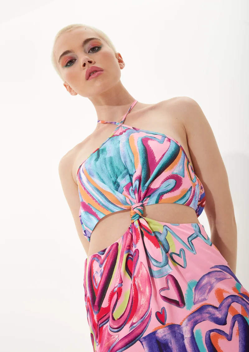 house of holland Heart Print Midi Dress