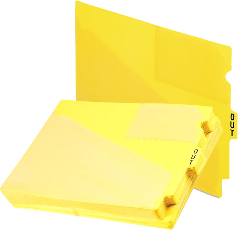 Pendaflex 13544 End Tab Vinyl Outguides w/Center Tab Printed Out, Letter Size, Yellow, 50/Box - Image 1