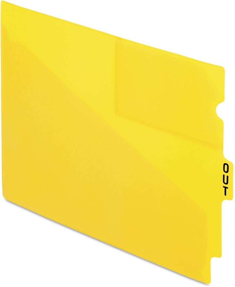 Pendaflex 13544 End Tab Vinyl Outguides w/Center Tab Printed Out, Letter Size, Yellow, 50/Box - Image 2
