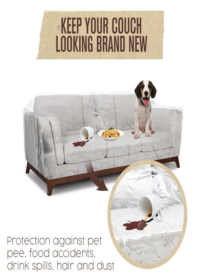 Houseables Plastic Couch Cover, Plastic Couch Covers for Pets, Sofa Protector, Clear Vinyl Slipcover, Furniture Protectors For Cats, Dogs, Storage, Waterproof, Pet Pee Urine Proof, Scratch, Heavy Duty - Image 2