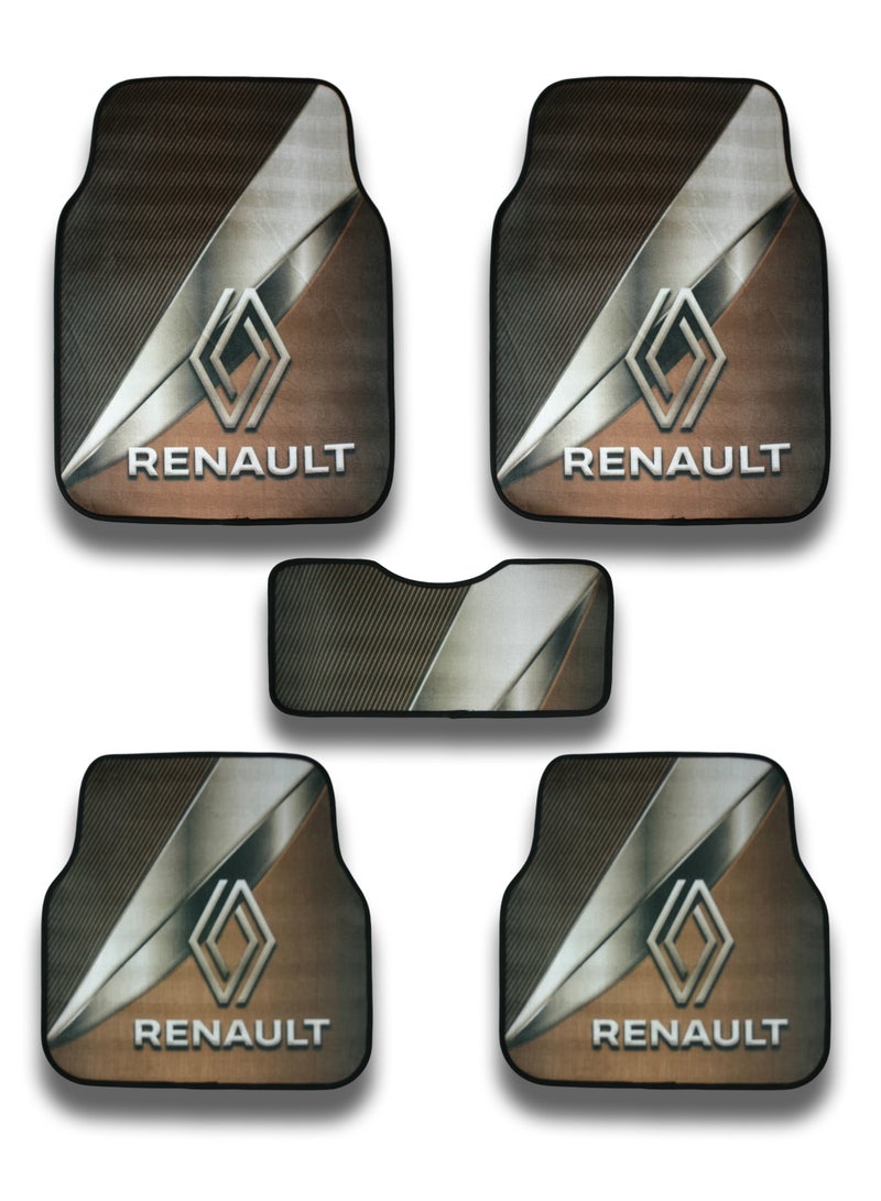 Universal Car Floor Mats Set 5 Pieces Compatible With Renault Vehicles Anti Slip Design Durable Easy To Clean Protects Interior From Dirt Dust Mud Water And Daily Spills Front Rear And Center Mats For Daily Use - Image 1