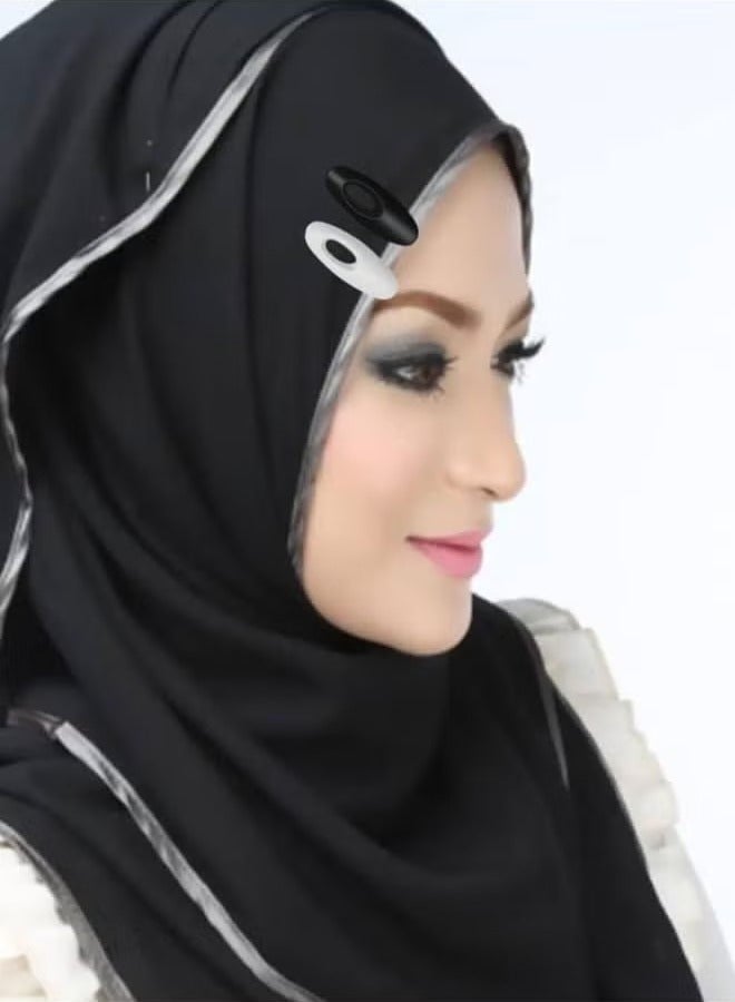 مجموعة من 24 دبوس حجاب ساري للنساء المسلمات، دبابيس أمان باللونين الأبيض والأسود، مشبك وشاح بلاستيكي، إكسسوارات تصفيف الشعر للسيدات (12 قطعة باللون الأسود + 12 قطعة باللون الأبيض) - Image 5