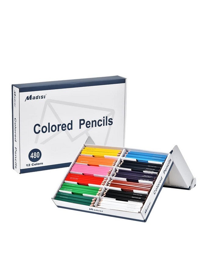 Madisi Colored Pencils Bulk - Pre-Sharpened - 12 Assorted Colors - 480 Bulk pack - Image 1