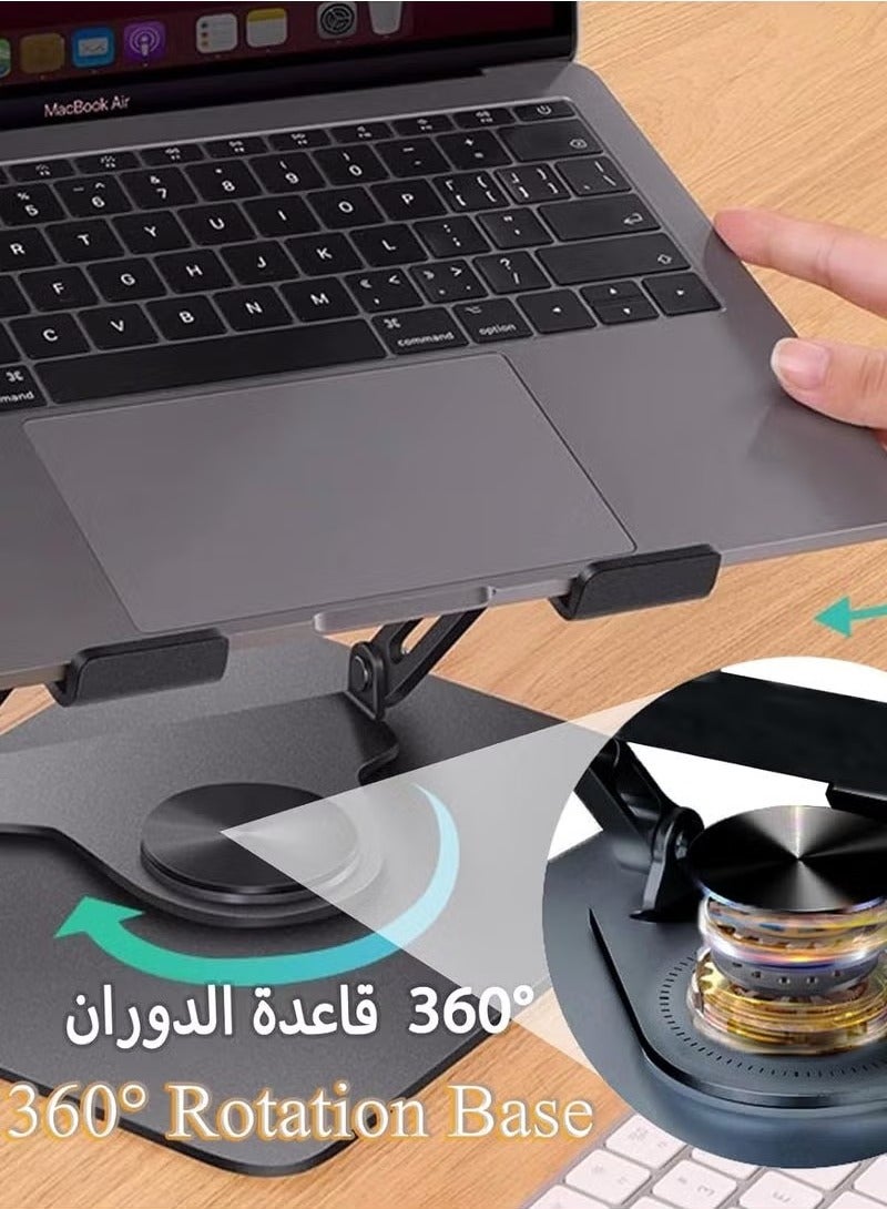 TIGER Laptop Stand with Dual Cooling Fan – 360° Rotating Adjustable Aluminium Alloy Computer Riser Holder for Desk – Ergonomic Laptop Cooling Pad with Heat Dissipation, Anti-Slip Pads, and Foldable Design for Office, Home & Gaming Use - Image 2