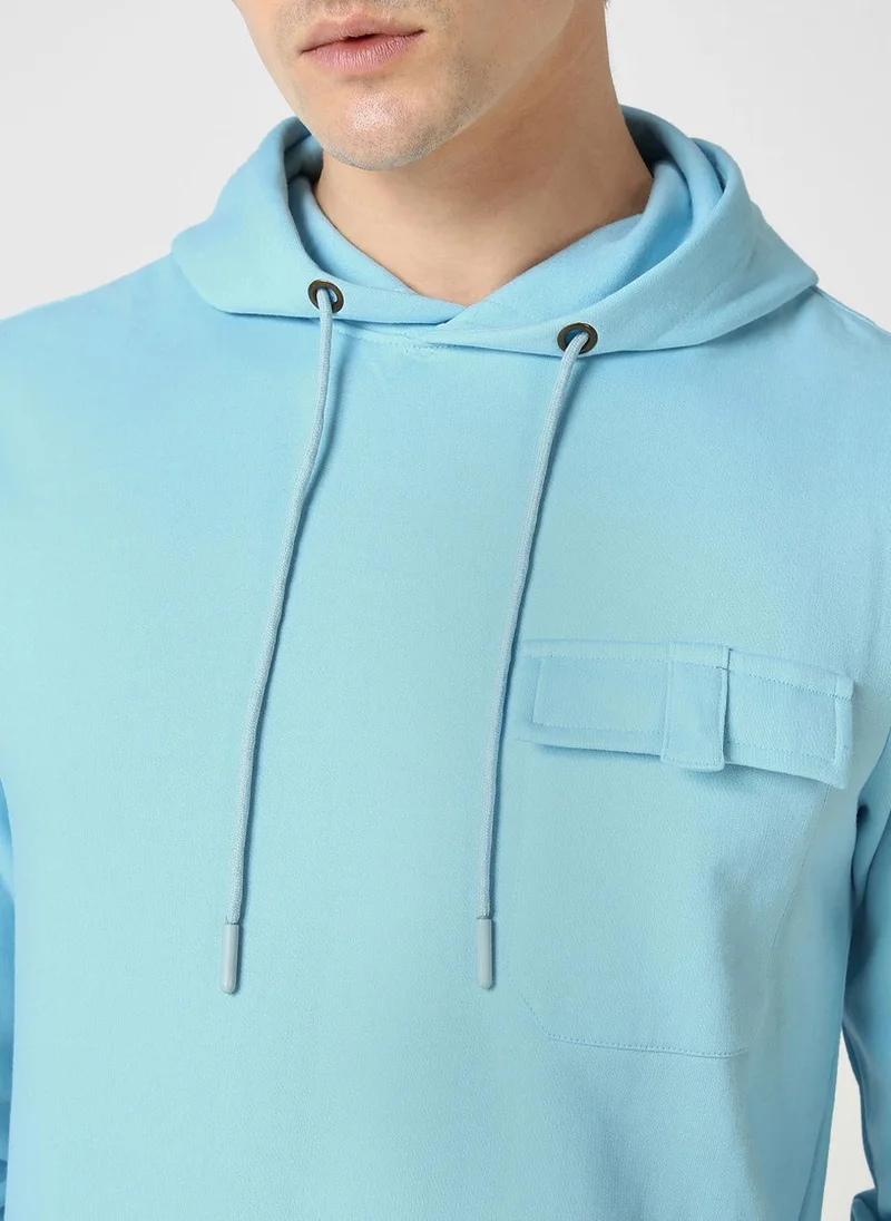 Urbano Fashion  Urbano Fashion Men's Light Blue Cotton Solid Hooded Neck Sweatshirt for Men | Best Price UAE