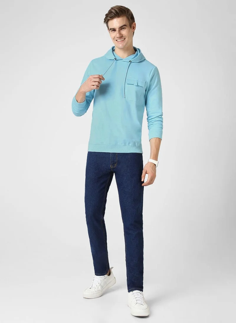 Urbano Fashion  Urbano Fashion Men's Light Blue Cotton Solid Hooded Neck Sweatshirt for Men | Best Price UAE
