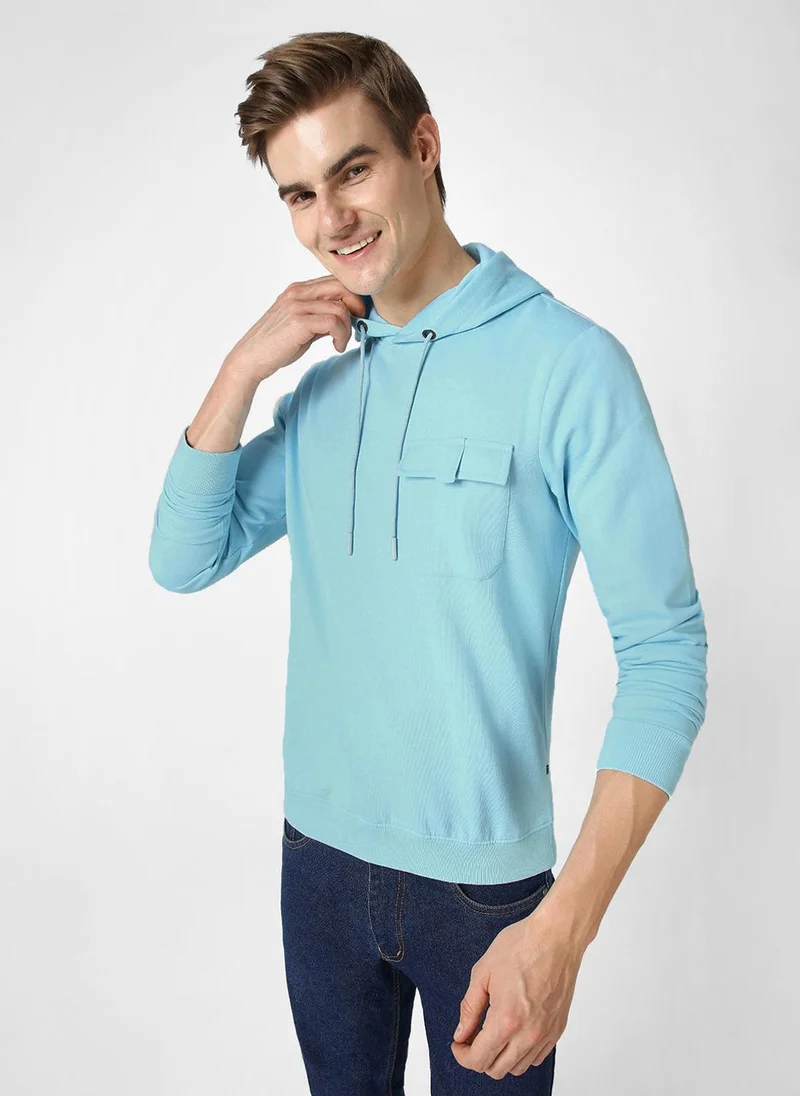 Urbano Fashion  Urbano Fashion Men's Light Blue Cotton Solid Hooded Neck Sweatshirt for Men | Best Price UAE