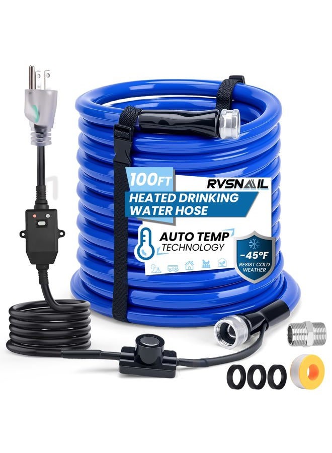 RVSNAIL 100FT Heated Water Hose Ultimate Freeze Protection to -45°F, Features Energy-Saving Thermostat, Garden Water Hose Perfect for for RV, Trailer,Garden,Home - Image 1