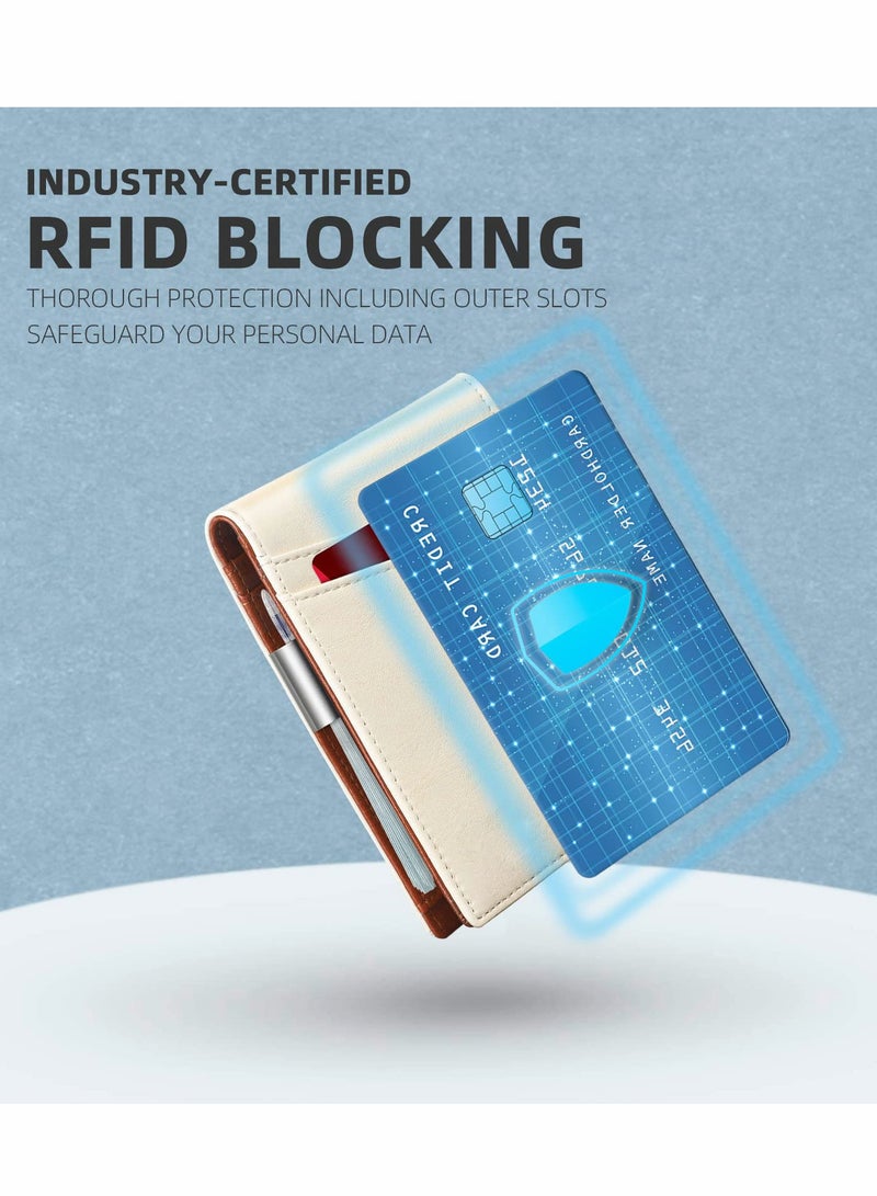 محفظة رجال رفيعة مانعة لتقنية RFID مع 12 فتحة بطاقة، تصميم جلد مزدوج بسيط، نافذة هوية، صندوق هدايا متضمن - Image 3
