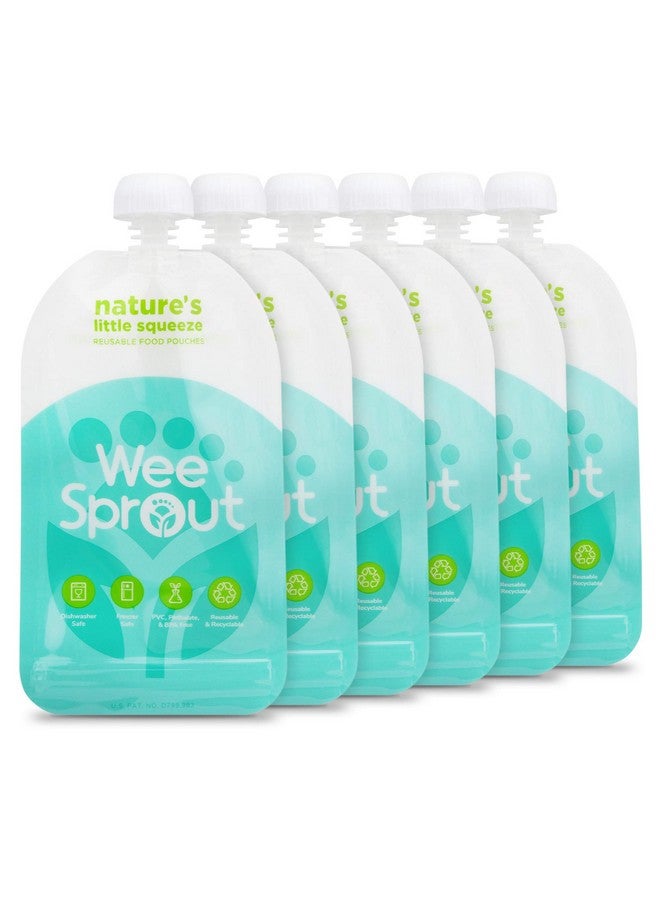 WeeSprout Double Zipper Reusable Food Pouches (Blue, 7 Fl Oz)  - Image 1