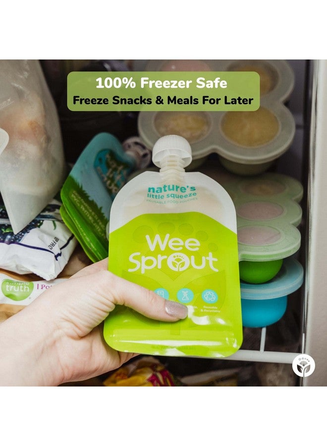 WeeSprout Double Zipper Reusable Food Pouches (Blue, 7 Fl Oz)  - Image 5