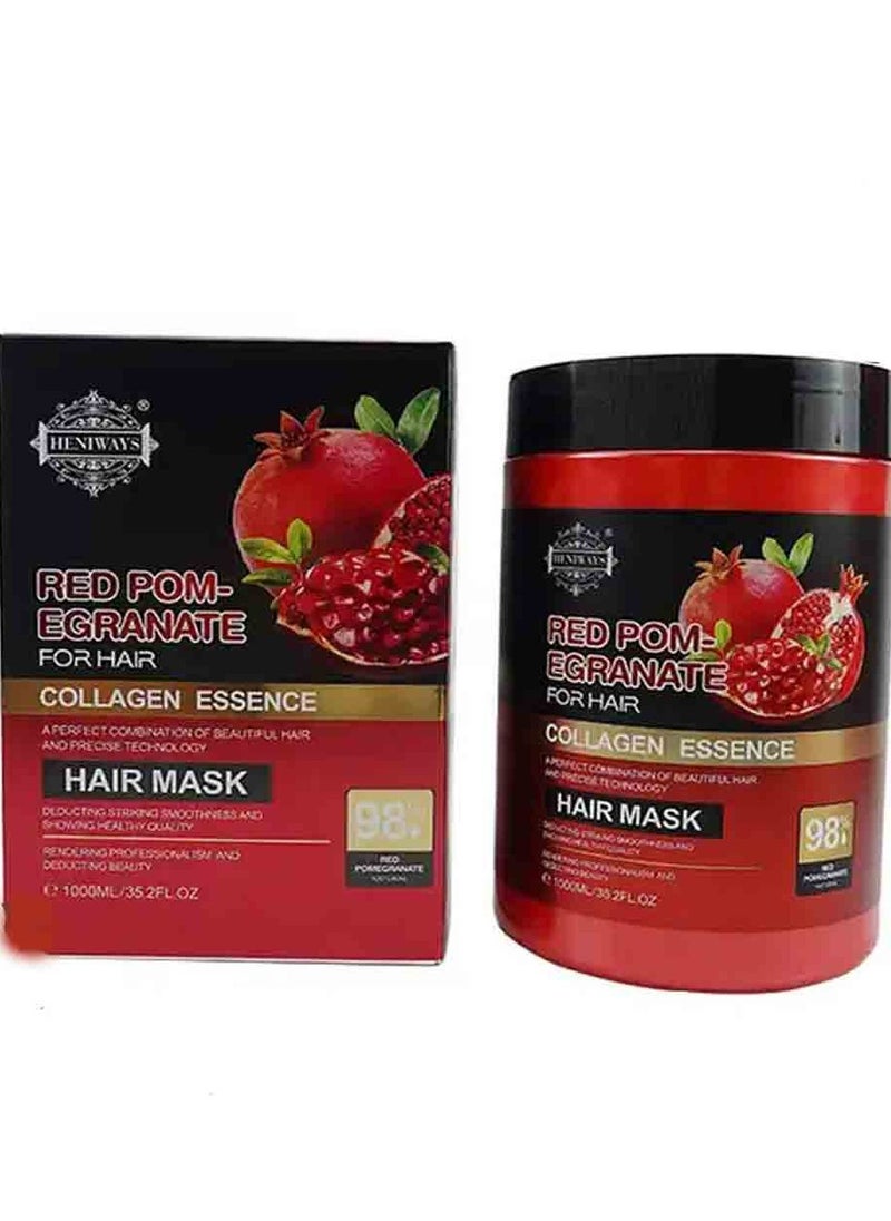 HENIWAYS - Red Pom Egranate For Hair Collagen Essence Hair Mask 1000 ML - Image 1