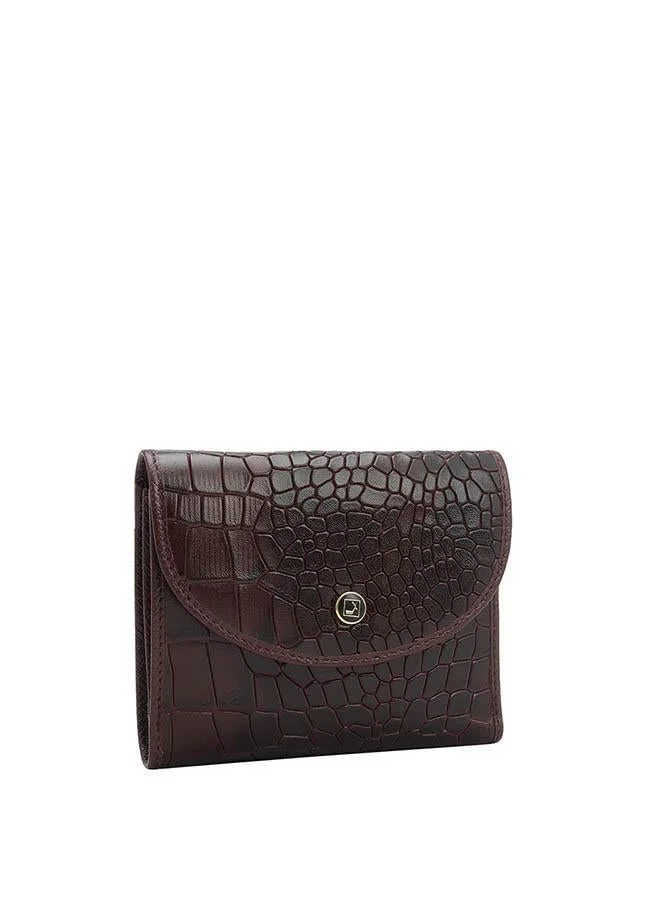 Da Milano Da Milano Women's Croco-Embossed Leather Continental Wallet - Wine (LW-10059OL)