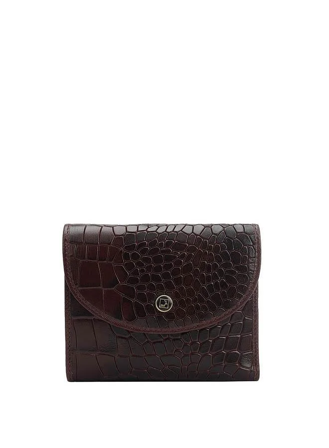 Da Milano Da Milano Women's Croco-Embossed Leather Continental Wallet - Wine (LW-10059OL)