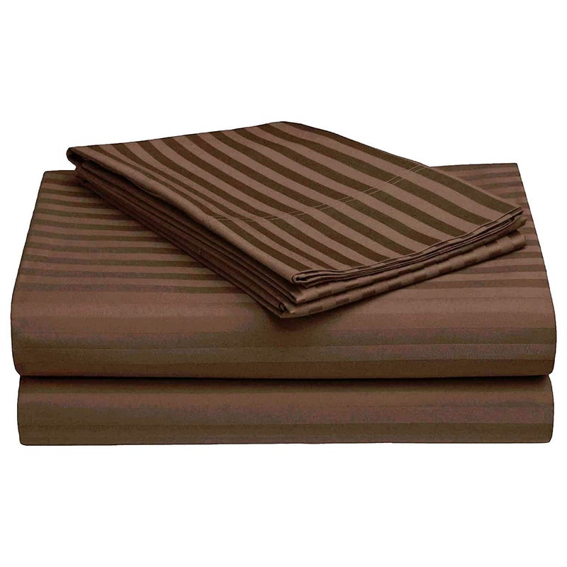 HOMYBEES HOMYBEES 280 TC Satin Stripes Combo of 8 Pcs Diwan Set Covers and Double Bed Bedsheet with 2 Pillow Covers Brown  - Image 2