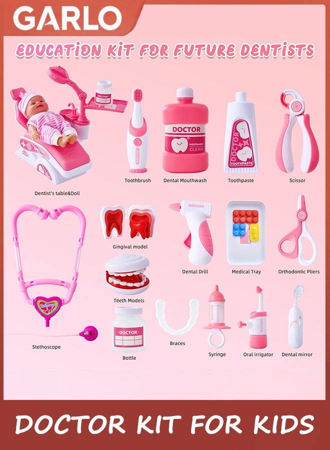 Garlo Doctor Kit for Kids,Dress Up Toys for 3-5 Year Old Girls Pretend Kids Toddlers Dentist Play Set with Doll Toy,Doctor Costume Toy Stethoscope for 2 3 4 5 6 Year Old Girls Boys Birthday Gifts - Image 5