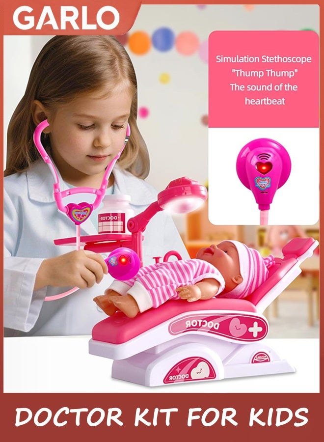 Garlo Doctor Kit for Kids,Dress Up Toys for 3-5 Year Old Girls Pretend Kids Toddlers Dentist Play Set with Doll Toy,Doctor Costume Toy Stethoscope for 2 3 4 5 6 Year Old Girls Boys Birthday Gifts - Image 4
