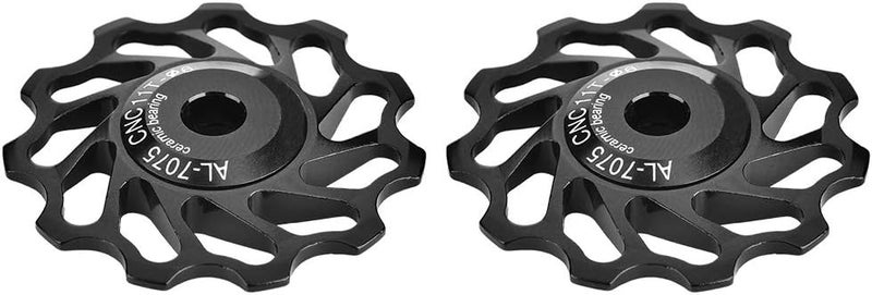 cheekyglo 2Pcs Guide Roller Idler, Ceramic Jockey Wheel Bearing Pulley Bicycle Tension Rear Derailleur for Road Mountain Bike as picture shown - Image 1