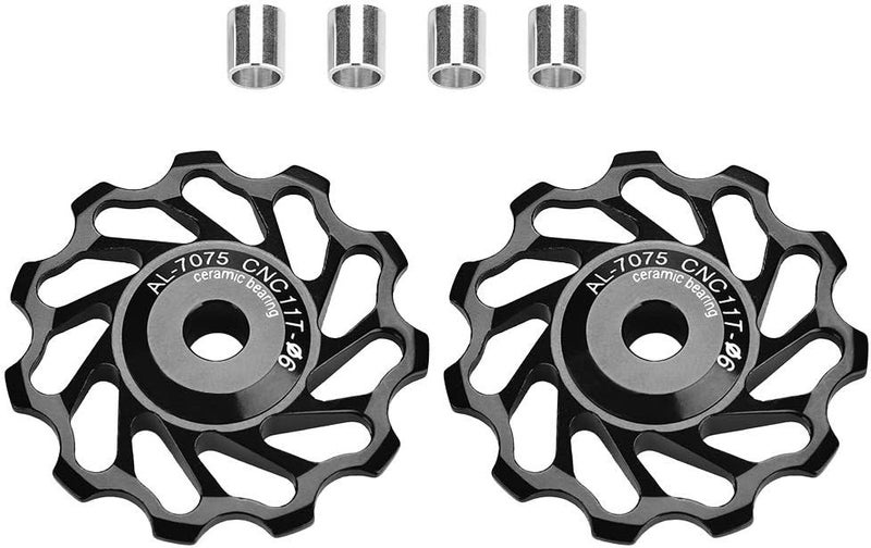 cheekyglo 2Pcs Guide Roller Idler, Ceramic Jockey Wheel Bearing Pulley Bicycle Tension Rear Derailleur for Road Mountain Bike as picture shown - Image 2