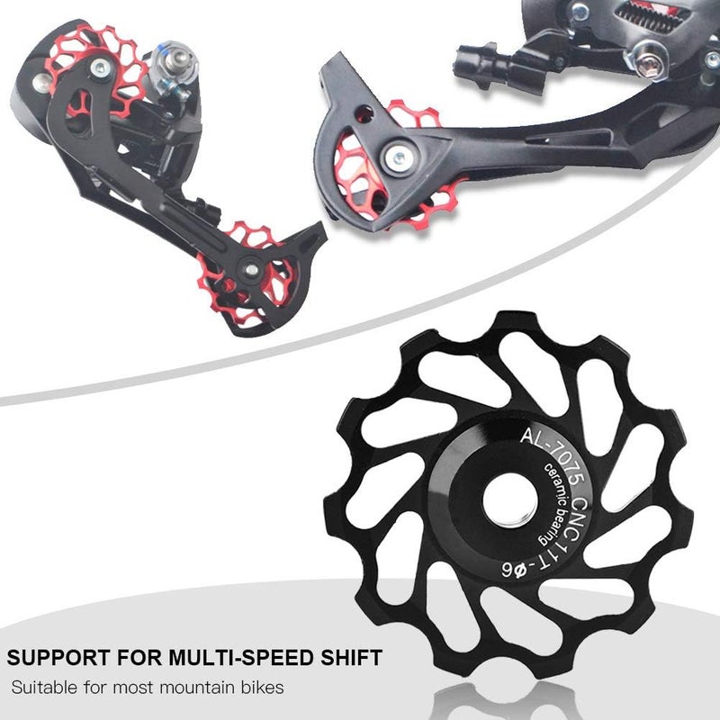 cheekyglo 2Pcs Guide Roller Idler, Ceramic Jockey Wheel Bearing Pulley Bicycle Tension Rear Derailleur for Road Mountain Bike as picture shown - Image 3