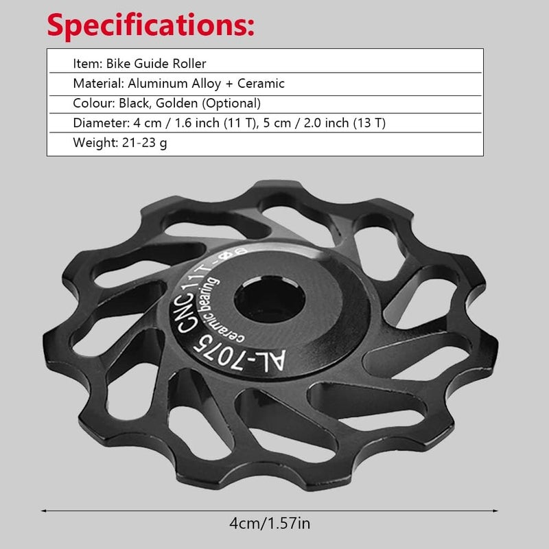 cheekyglo 2Pcs Guide Roller Idler, Ceramic Jockey Wheel Bearing Pulley Bicycle Tension Rear Derailleur for Road Mountain Bike as picture shown - Image 4