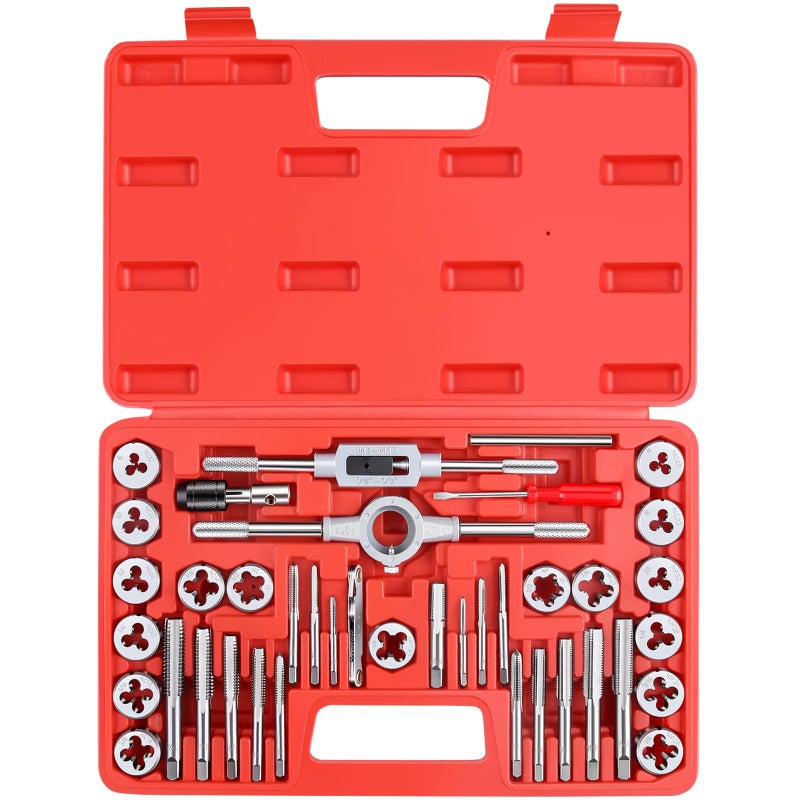 EFFICERE 40-Piece Premium Tap and Die Set, SAE Unified Screw Thread, Size #4 to 1/2â€ | Include UNC Coarse, UNF Fine and NPT Threads | Essential Threading Tool Kit with Complete Handles and Accessories - Image 2