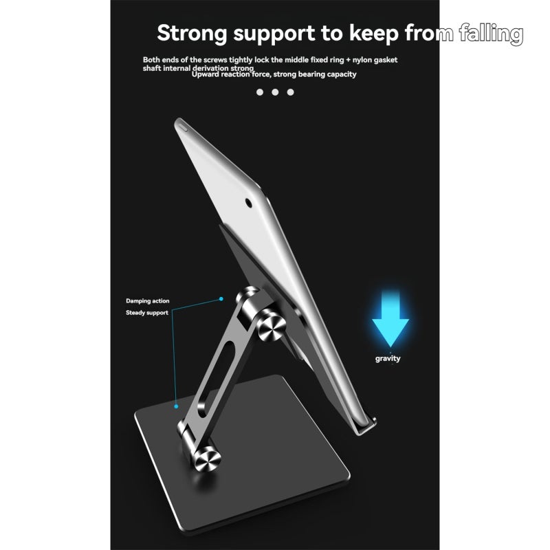 Aluminium Alloy Tablet Stand: Silver, 270° Rotation Adjustable, Compact Sturdy - Anti-slip Pads, Universal Phone Holder for Desktop Home Office Use - Image 5