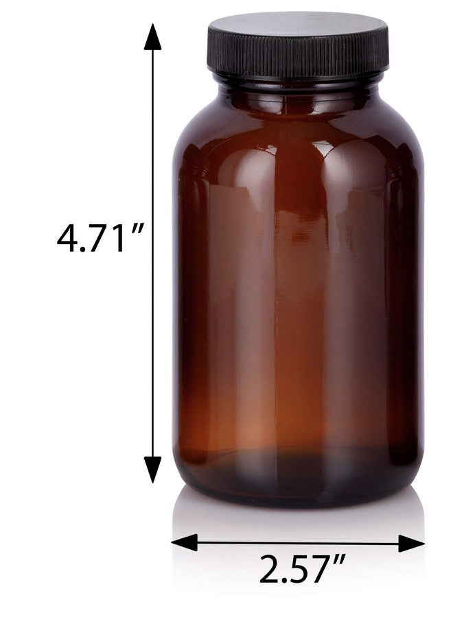 JUVITUS Amber 8 oz Glass Packer Bottle with Black Ribbed Lid (3 pack) - Image 2