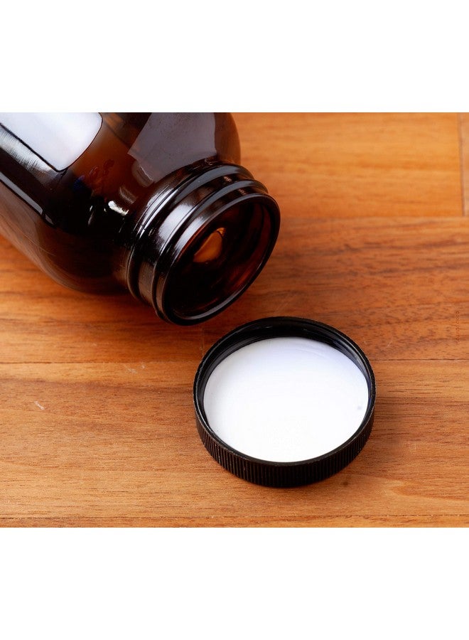 JUVITUS Amber 8 oz Glass Packer Bottle with Black Ribbed Lid (3 pack) - Image 4