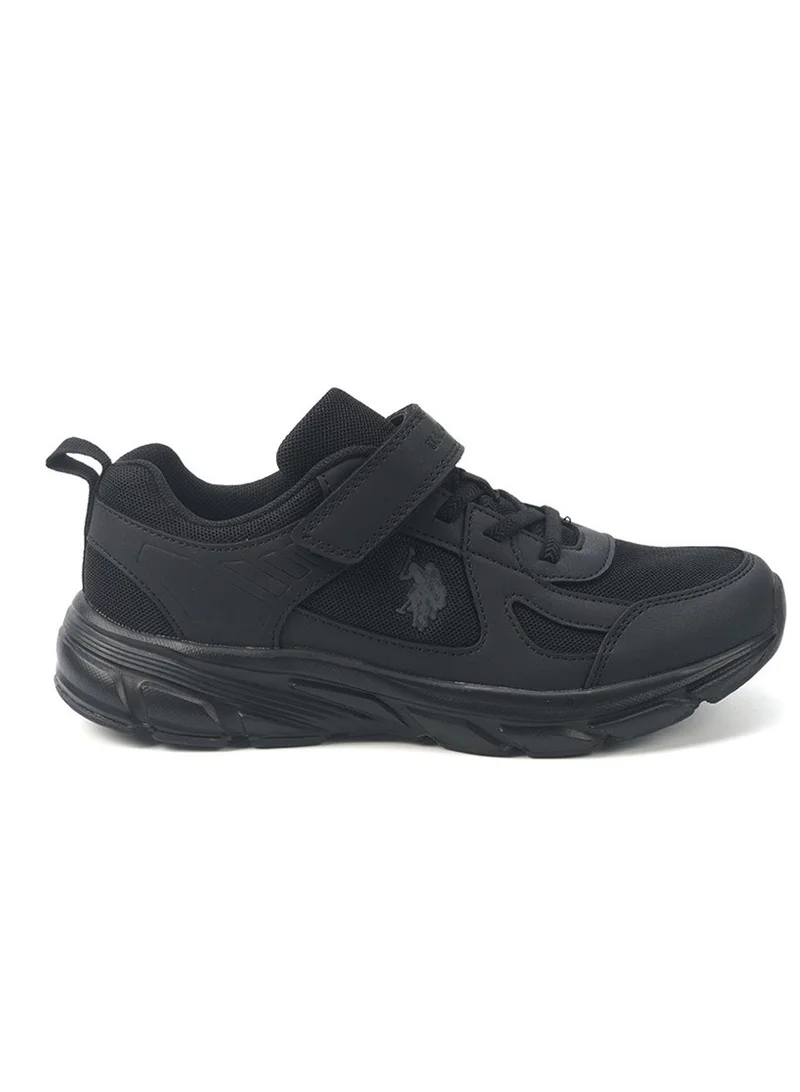 يو اس بولو اسن Kids' Black Velcro Strap Sneakers – Comfy, Cushioned Sole for All-Day Play!
